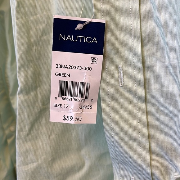 Mens green Nautica dress shirt. Brand new. Size 17 and 34/35 neck. - Picture 3 of 3
